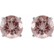 Platinum 7 mm Natural Pink Morganite Stud Earrings