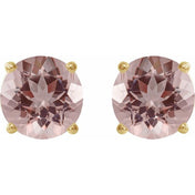 14K Yellow 7 mm Natural Pink Morganite Stud Earrings