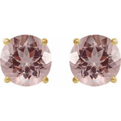 14K Yellow 6 mm Natural Pink Morganite Stud Earrings
