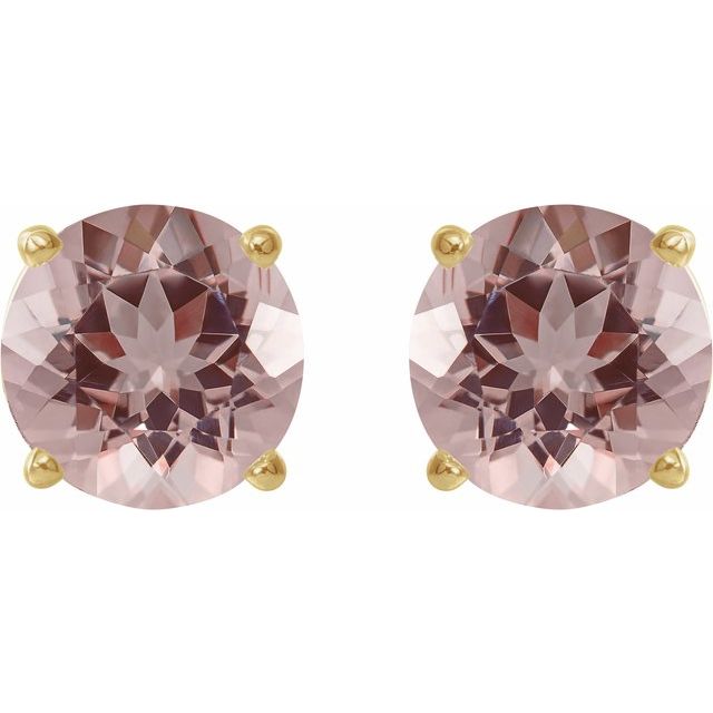 14K Yellow 6 mm Natural Pink Morganite Stud Earrings