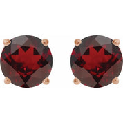 14K Rose 8 mm Natural Mozambique Garnet Stud Earrings