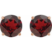 14K Rose 7 mm Natural Mozambique Garnet Stud Earrings