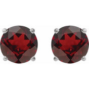 Sterling Silver 7 mm Natural Mozambique Garnet Stud Earrings