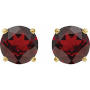 14K Yellow 8 mm Natural Mozambique Garnet Stud Earrings