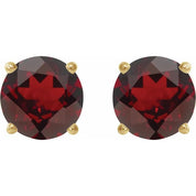 14K Yellow 8 mm Natural Mozambique Garnet Stud Earrings