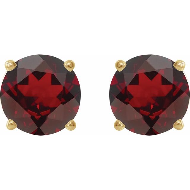 14K Yellow 8 mm Natural Mozambique Garnet Stud Earrings
