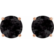 14K Rose 8 mm Natural Black Onyx Stud Earrings