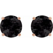 14K Rose 8 mm Natural Black Onyx Stud Earrings