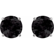 Platinum 8 mm Natural Black Onyx Stud Earrings