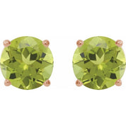 14K Rose 8 mm Natural Peridot Stud Earrings