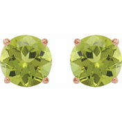 14K Rose 6 mm Natural Peridot Stud Earrings