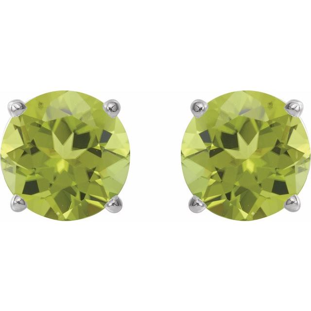 Sterling Silver 7 mm Natural Peridot Stud Earrings