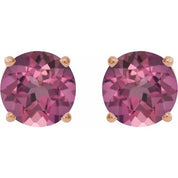 14K Rose 6 mm Natural Pink Tourmaline Stud Earrings