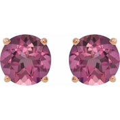 14K Rose 6 mm Natural Pink Tourmaline Stud Earrings