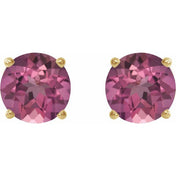14K Yellow 6 mm Natural Pink Tourmaline Stud Earrings