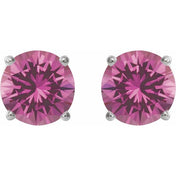 Platinum 7 mm Lab-Grown Pink Sapphire Stud Earrings