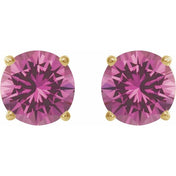 14K Yellow 8 mm Lab-Grown Pink Sapphire Stud Earrings