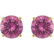 14K Yellow 7 mm Lab-Grown Pink Sapphire Stud Earrings
