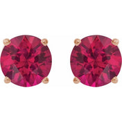 14K Rose 6 mm Lab-Grown Ruby Stud Earrings