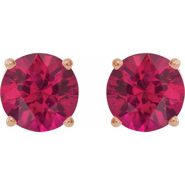 14K Rose 7 mm Lab-Grown Ruby Stud Earrings