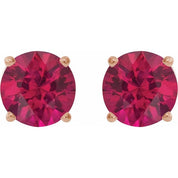14K Rose 8 mm Lab-Grown Ruby Stud Earrings