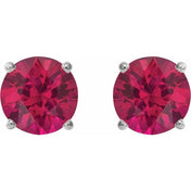 14K White 6 mm Lab-Grown Ruby Stud Earrings
