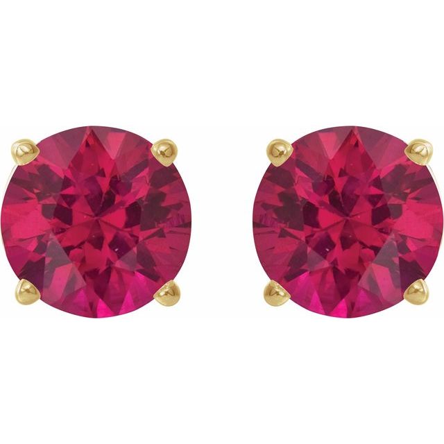 14K Yellow 5 mm Lab-Grown Ruby Stud Earrings