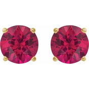 14K Yellow 6 mm Lab-Grown Ruby Stud Earrings
