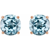 14K Rose 8 mm Natural Sky Blue Topaz Stud Earrings