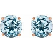14K Rose 8 mm Natural Sky Blue Topaz Stud Earrings