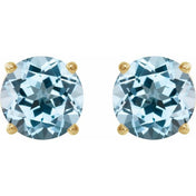 14K Yellow 6 mm Natural Sky Blue Topaz Stud Earrings