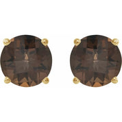 14K Yellow 8 mm Natural Smoky Quartz Stud Earrings