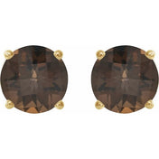 14K Yellow 7 mm Natural Smoky Quartz Stud Earrings