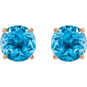 14K Rose 8 mm Natural Swiss Blue Topaz Stud Earrings