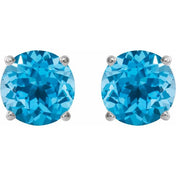 Platinum 7 mm Natural Swiss Blue Topaz Stud Earrings