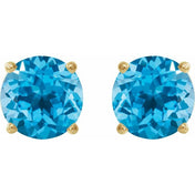 14K Yellow 8 mm Natural Swiss Blue Topaz Stud Earrings
