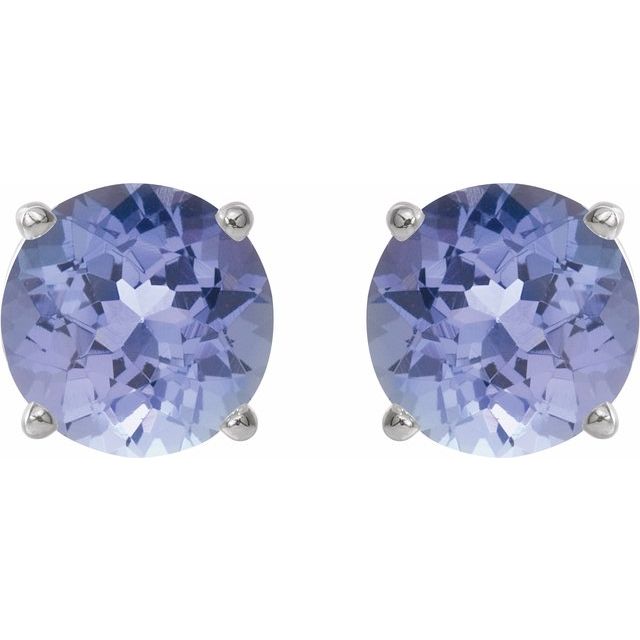 14K White 5 mm Natural Tanzanite Stud Earrings