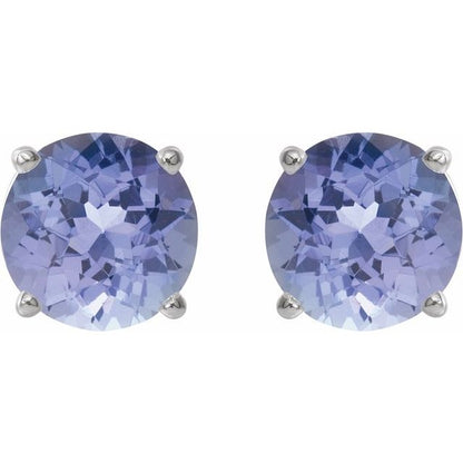 14K White 5 mm Natural Tanzanite Stud Earrings