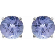 Sterling Silver 7 mm Natural Tanzanite Stud Earrings