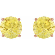 14K Rose 8 mm Lab-Grown Yellow Sapphire Stud Earrings