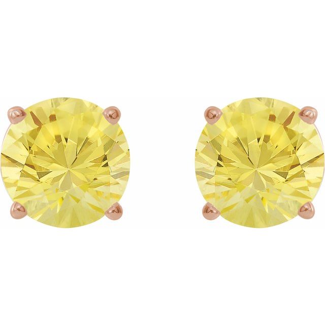 14K Rose 8 mm Lab-Grown Yellow Sapphire Stud Earrings
