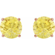 14K Rose 8 mm Lab-Grown Yellow Sapphire Stud Earrings