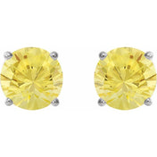 Sterling Silver 7 mm Lab-Grown Yellow Sapphire Stud Earrings