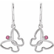 14K Yellow Natural Pink Tourmaline Butterfly Earrings