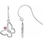 14K Yellow Natural Pink Tourmaline Butterfly Earrings