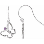 Sterling Silver Natural Amethyst Butterfly Earrings