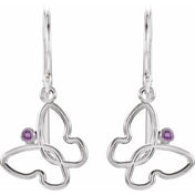 Sterling Silver Natural Amethyst Butterfly Earrings