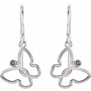 Sterling Silver Natural Amethyst Butterfly Earrings