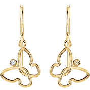 14K Yellow .04 CTW Natural Diamond Butterfly Earrings
