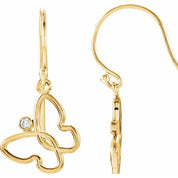 14K Yellow .04 CTW Natural Diamond Butterfly Earrings